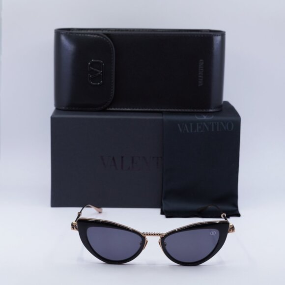 Valentino VIII VLS-102A Cat Eye Sunglasses - Black Rose Gold\\Grey main image 5